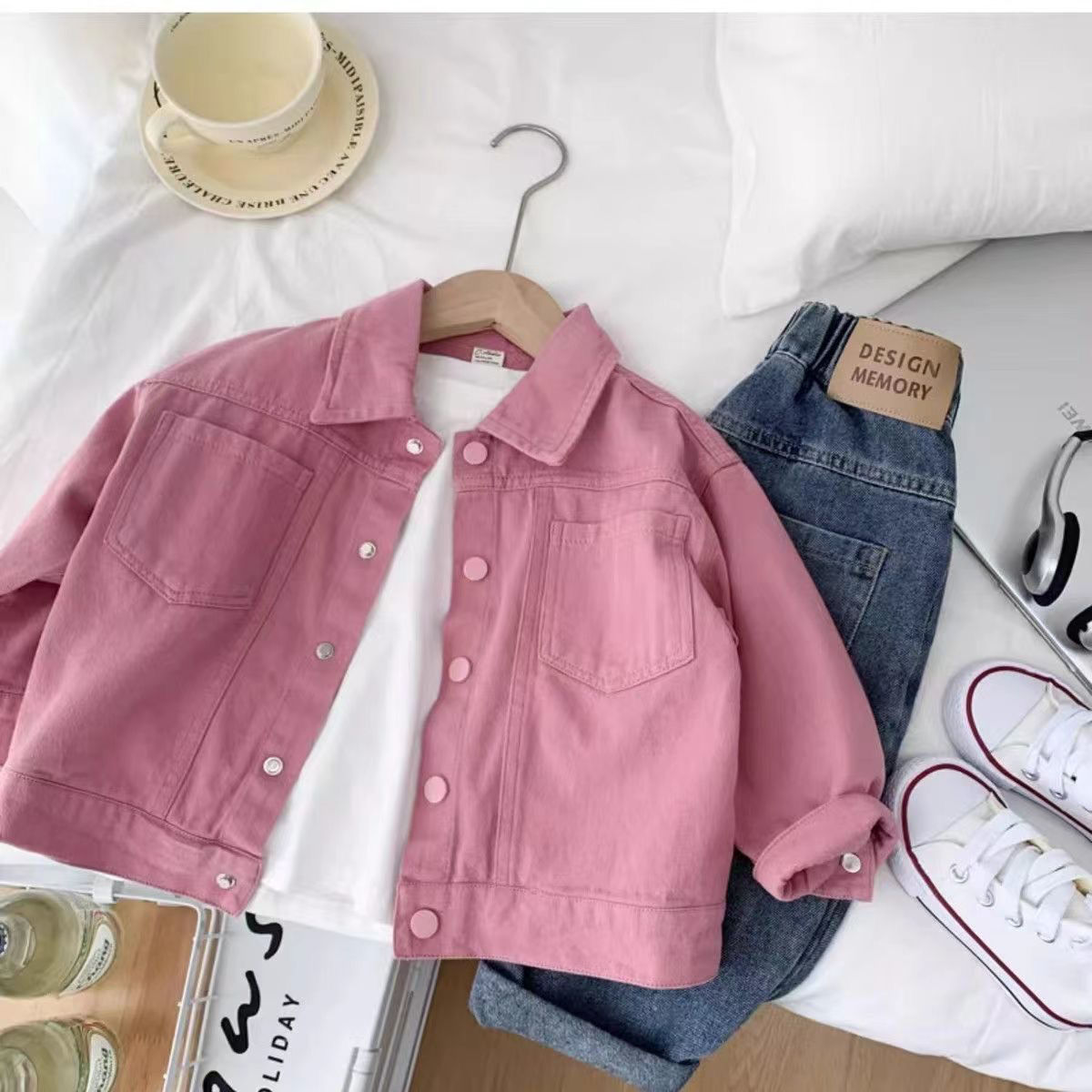 Boys' Pink Outwear Autumn Clothing 2025 New Style Handsome Cotton Clothes for Small and Medium-Sized Kidsren, Kidsren's Fashionable Jackets, Trendy and Cool