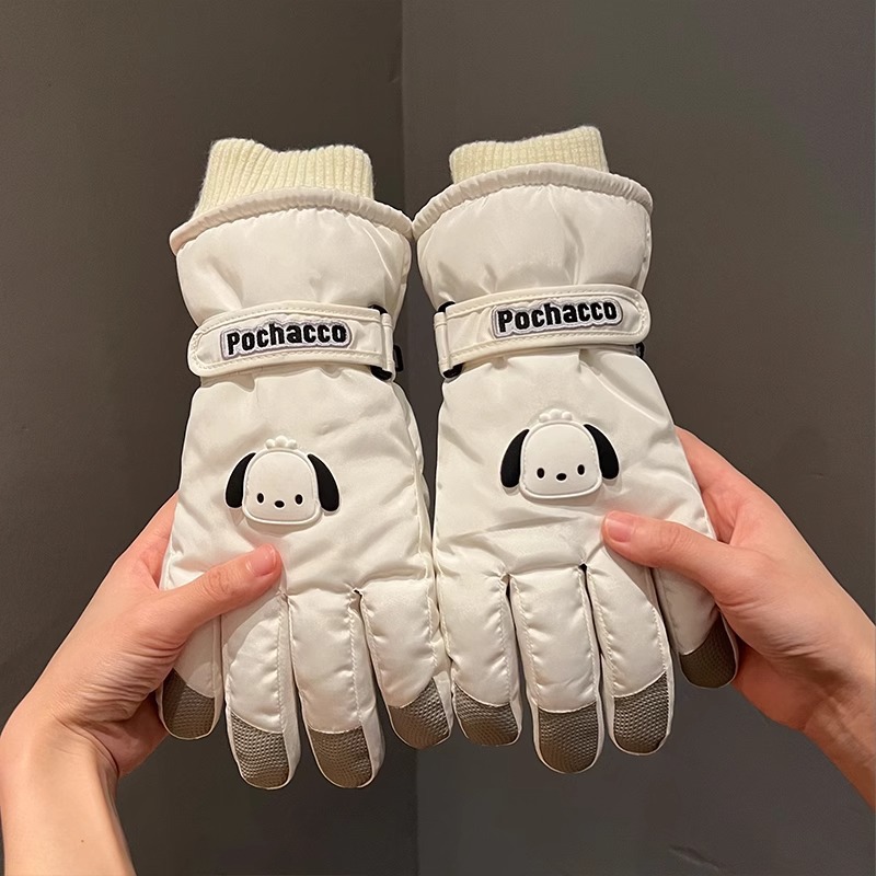 Зимние ски-перчатки для женщин с сенсорным экраном, велюровые, утолщенные, теплые, холодозащитные, ветрозащитные и водоотталкивающие перчатки для мотоциклов и велоспорта