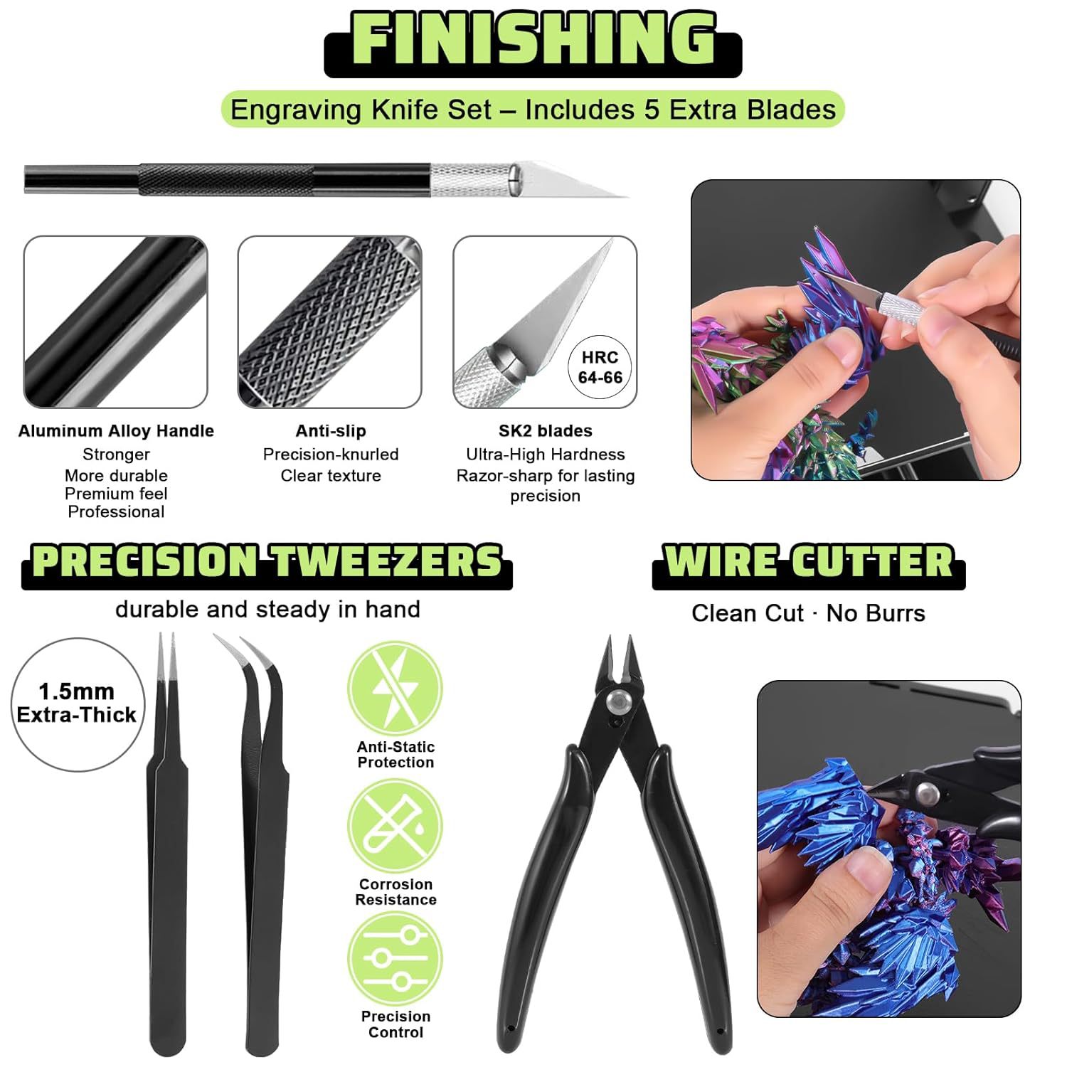 43Pcs 3D Printer Accessories Suitable for Fdm/Sla Printer Nozzle Cleaning Removal Scraper Finishing