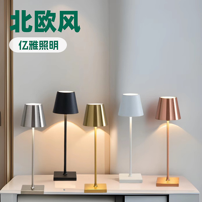 Кросс-бордерные взрывы нордического зарядного железного кубка настольная лампа для спальни прикроватная атмосферная лампа сенсорная креативная ночная лампочка