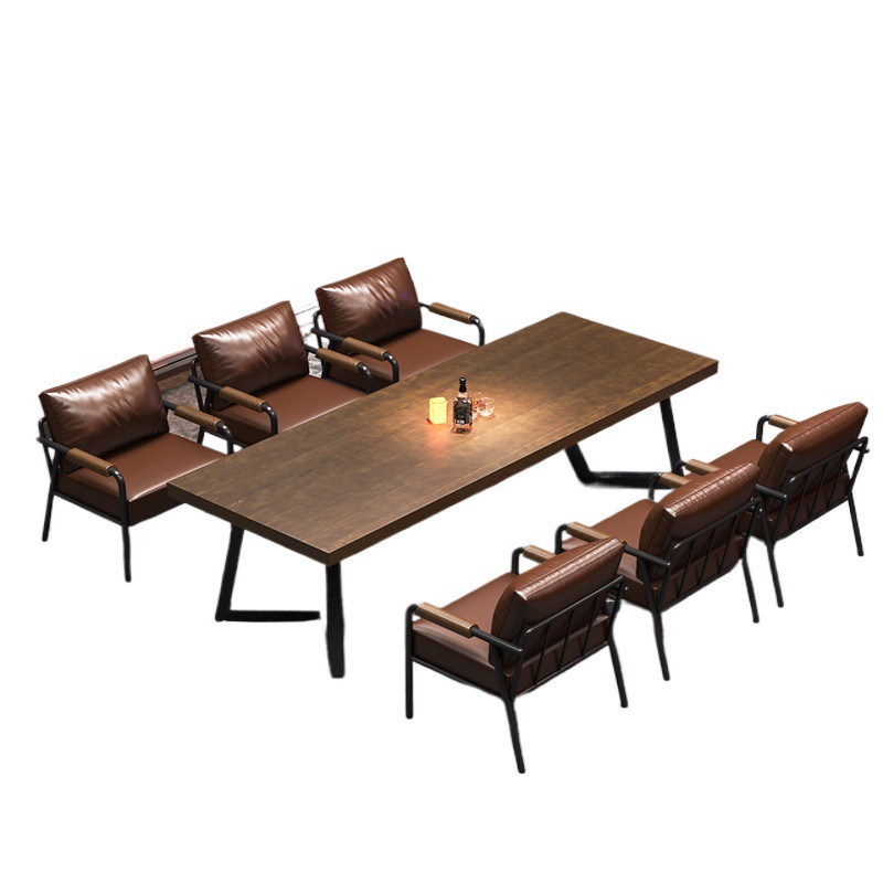 Sofa Chair for Small Apartments, Bar, Camping Style, Home Use, Solid Wood Table and Chair Set, Booth for Barbecue Restaurant, Folk Music Bar, Small Tavern Sofa