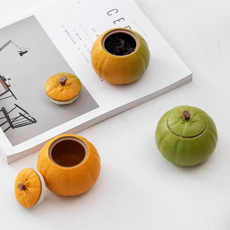 Orange Tea Jar Creative Tea Accessories Sealed Jar Household Tea Storage Jar Portable Jar Sealed Jar