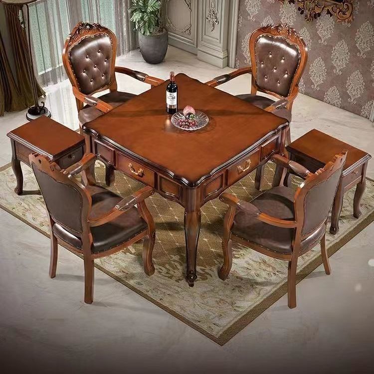 European-Style Solid Wood Mahjong Machine, Fully Automatic Dining Table, Dual-Purpose New Smart Electric Mahjong Table, Home All-In-One Machine, Mahjong Factory