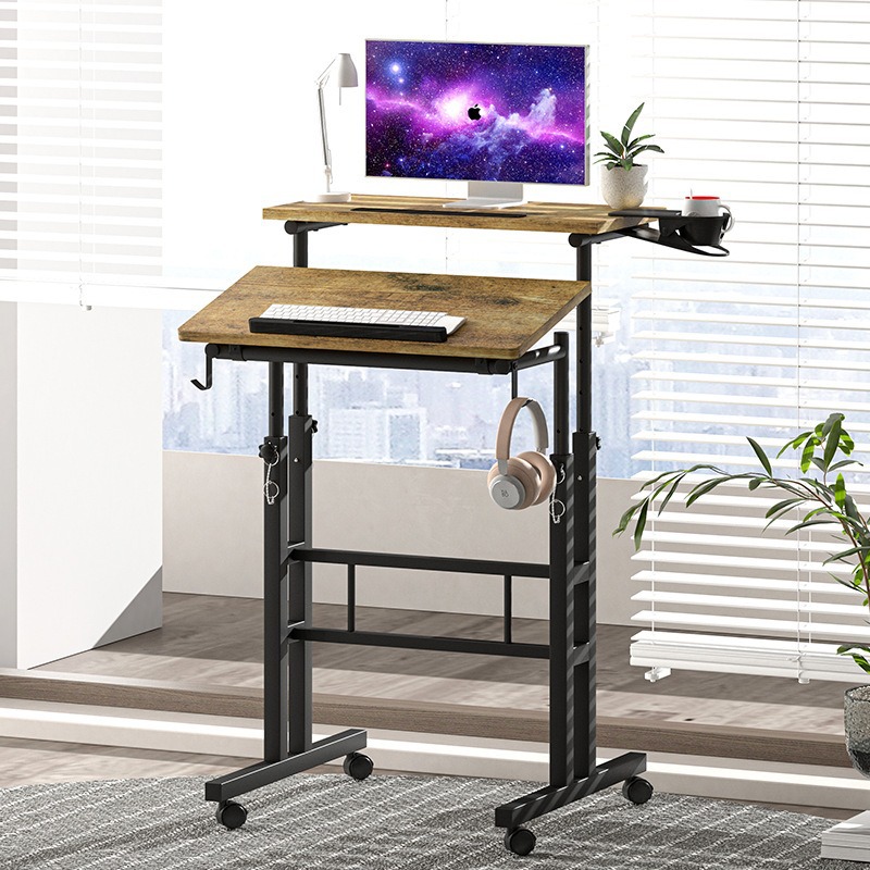 Computer Desk Can Be Lifted and Lowered, Mobile with Wheels, Retro Standing Office Treadmill Front Table, Cycling Table Wholesale Customization