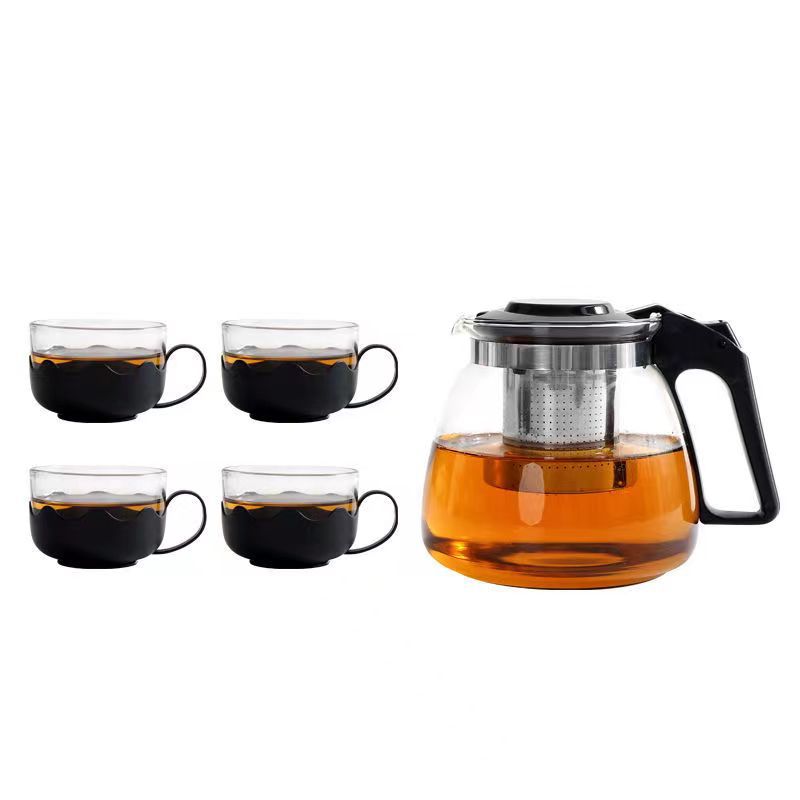 Wholesale flower teapot five-piece transparent glass tea set set water set five-piece teapot activity promotional gifts