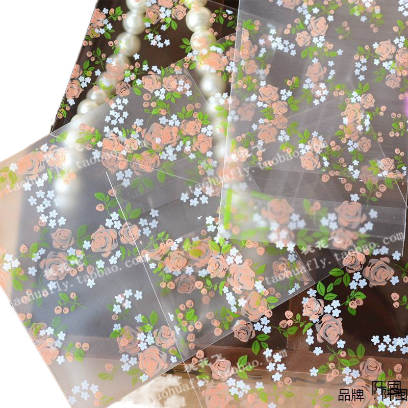 Green Leaf Rose Self-Adhesive Bag Thickened Frosted Transparent Optional 7*7Cm/10*10Cm Small Gift Decoration Wholesale