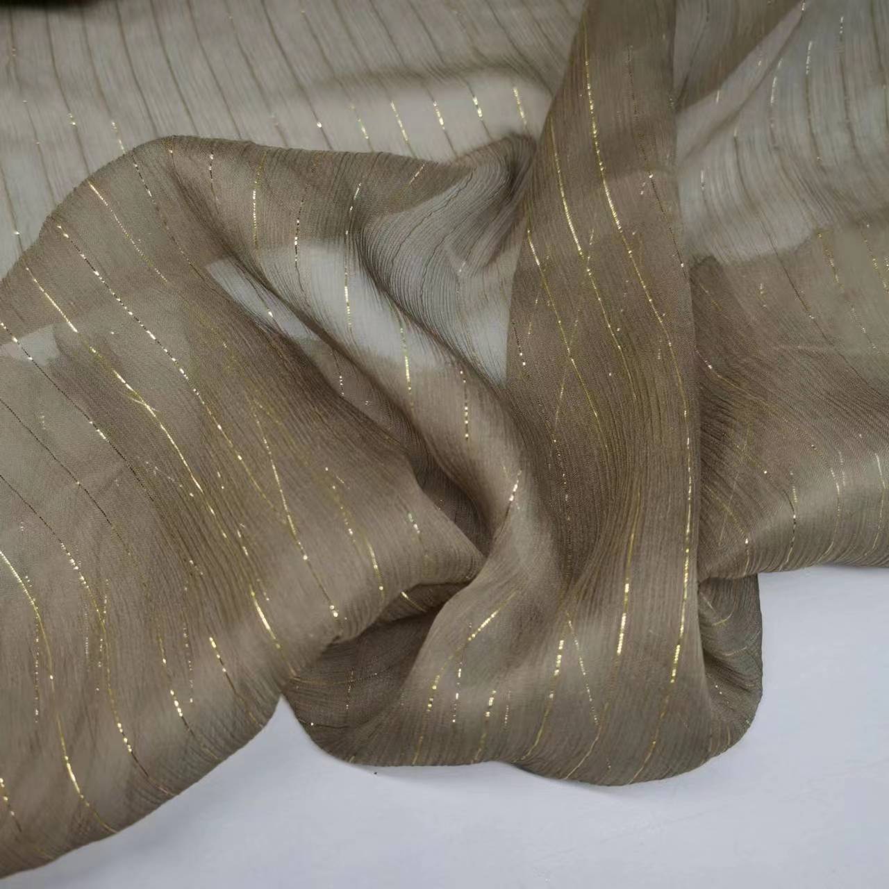 Gold thread crepe fabric narrow cheongsam Chinese clothing DIY skirt fashion silk scarf fabric multi-color optional