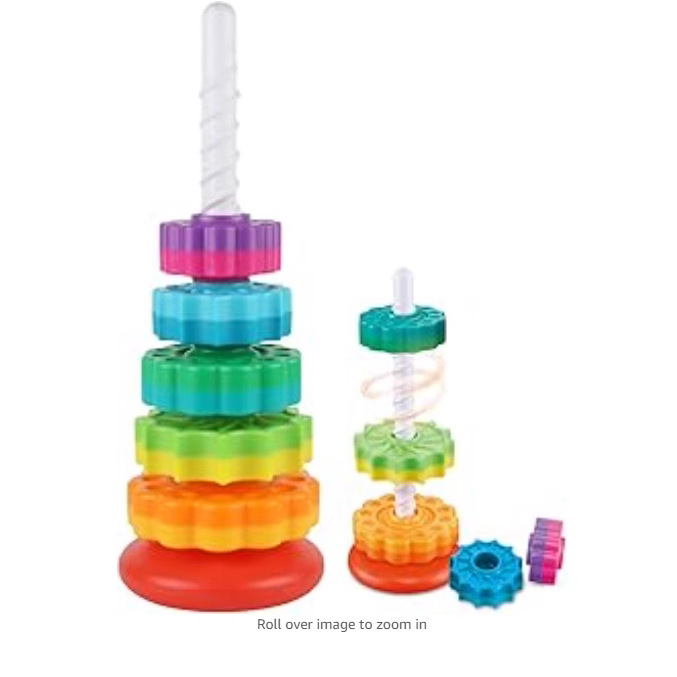 Игрушка-вращающаяся башня с радугой для раннего развития, геометрическая stacking музыка, интеллект для младенцев