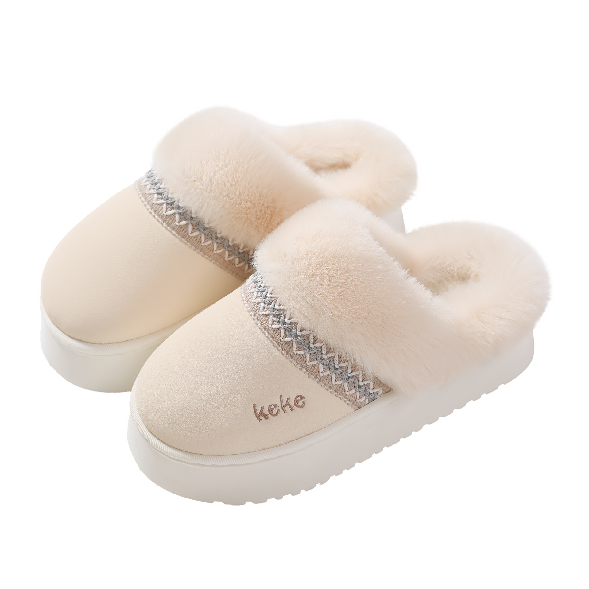 Fair Isle Style Winter New Men's and Women's Comfortable Thick-Soled Toe-Cap Embroidered Slippers Cross-Border Large Size Warm Snow Boots for Women