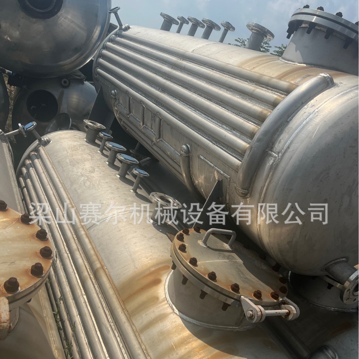 Chemical Horizontal Stainless Steel Storage Tank, Coil Heating Horizontal Buffer High Tank, 2000 Liter Stainless Steel High Tank