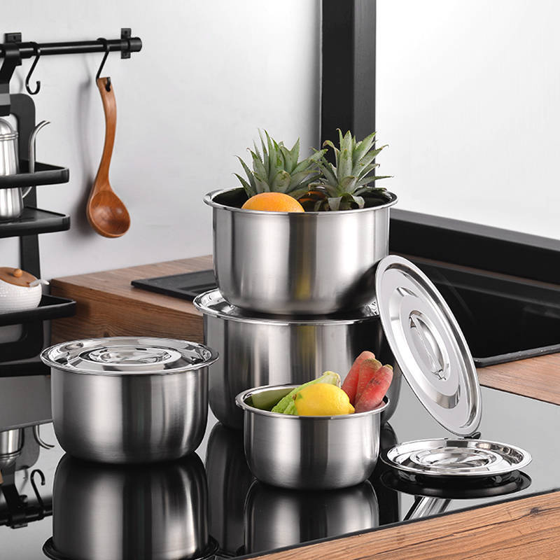 304 stainless steel basin with lid oil basin oil storage tank and noodle egg basin large capacity cooking basin with lid conditioning pot