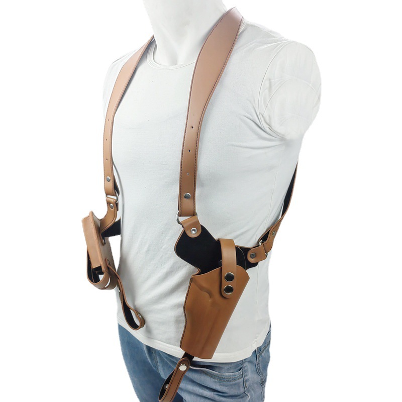 New Tactical Underarm Leather Gun Holster Tactical 92g Outdoor Hidden Gun Bag Quick Draw Double Row Magazine Bag