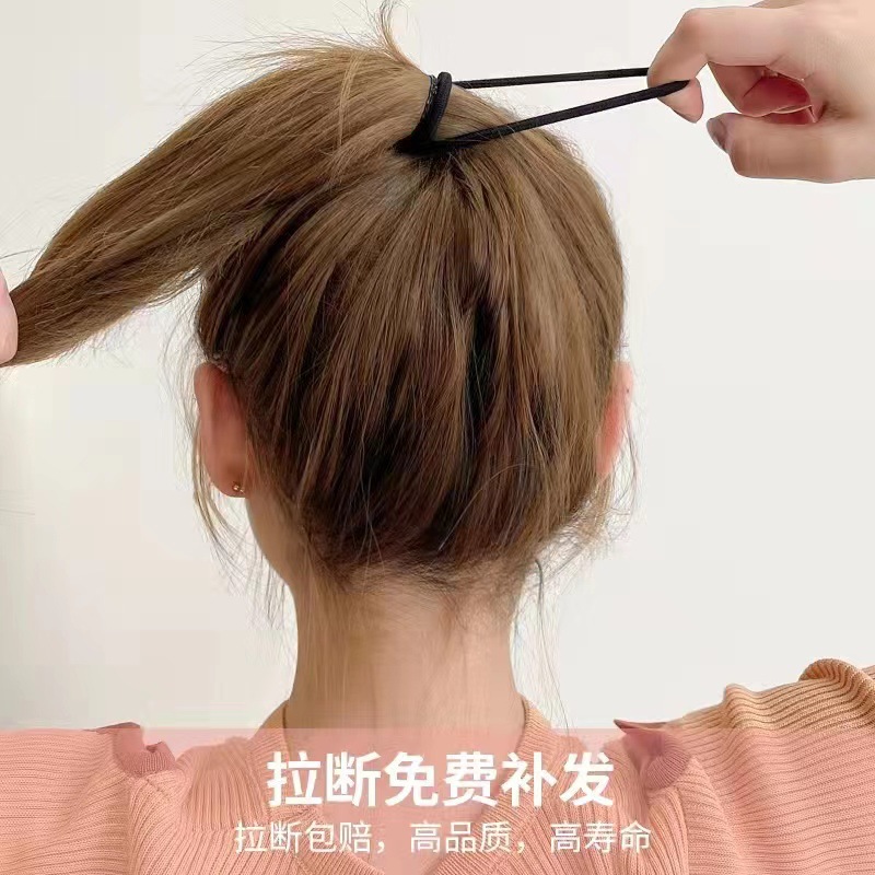 High elastic hair band Black seamless rubber band thick 6mm nylon hair rope simple tie rope headdress wholesale