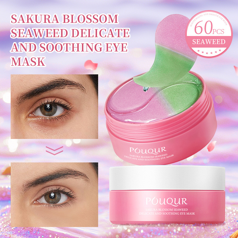 English Pouqur Sakura Seaweed Delicate Soothing Eye Mask Collagen Multi-Effect Nourishing Eye Mask Cross-Border Batch