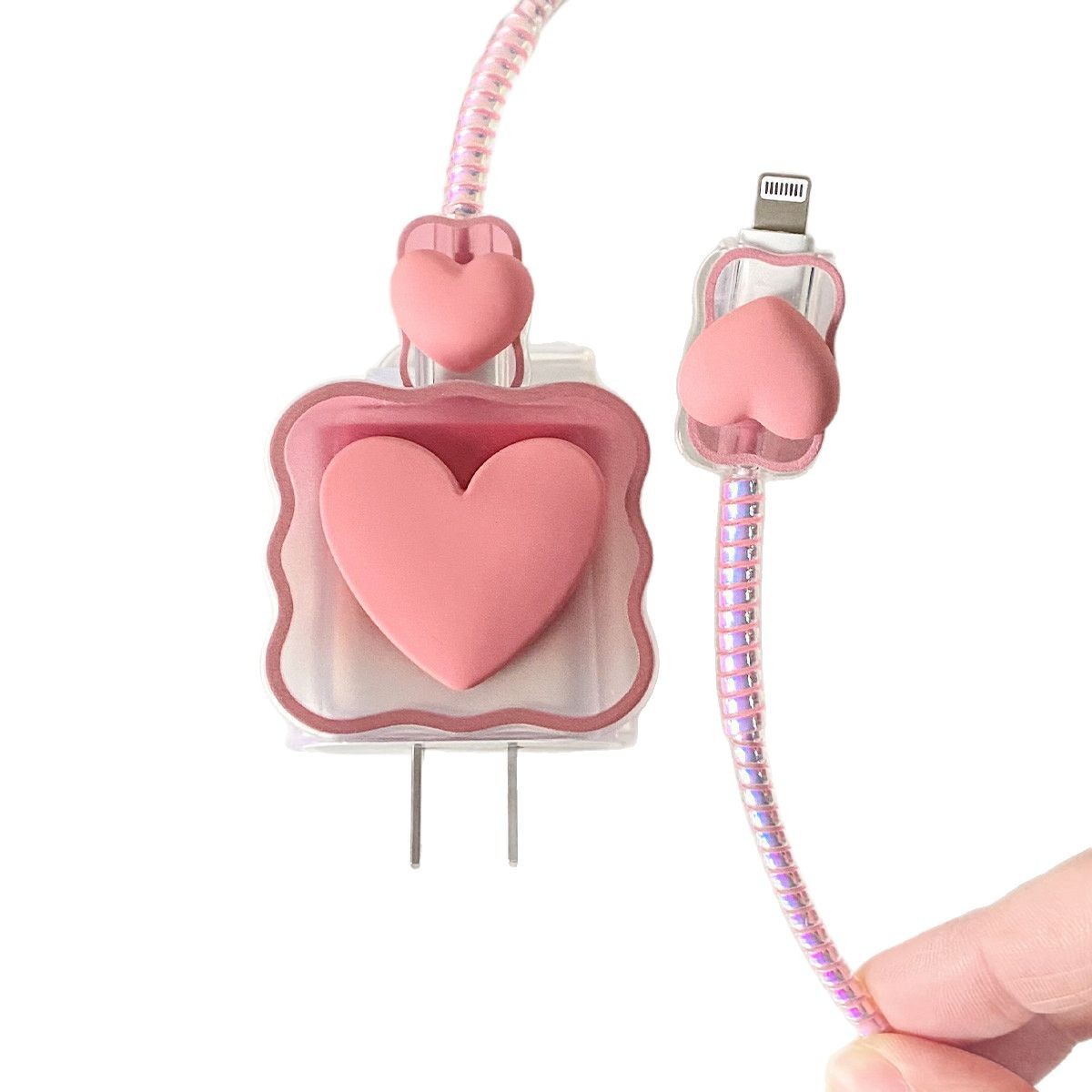 Cartoon Wave-Shaped Heart-Shaped Protective Cover for Apple 17 Charging Head, 20W Data Cable Protective Buckle to Prevent Breakage