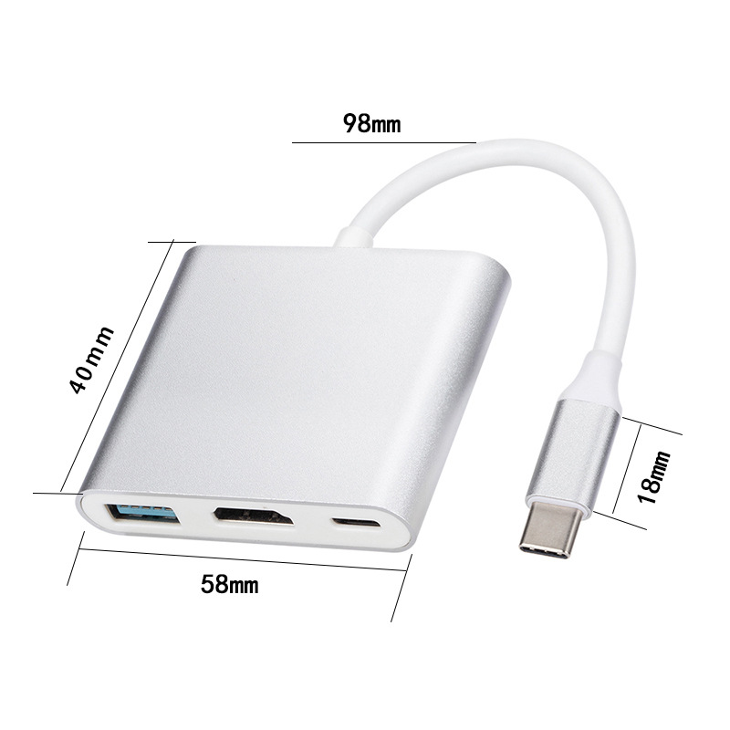 Typec to HDMI Three-In-One Docking Station 4K Laptop Mobile Phone Screen Projection Typecto3In1 Docking Station