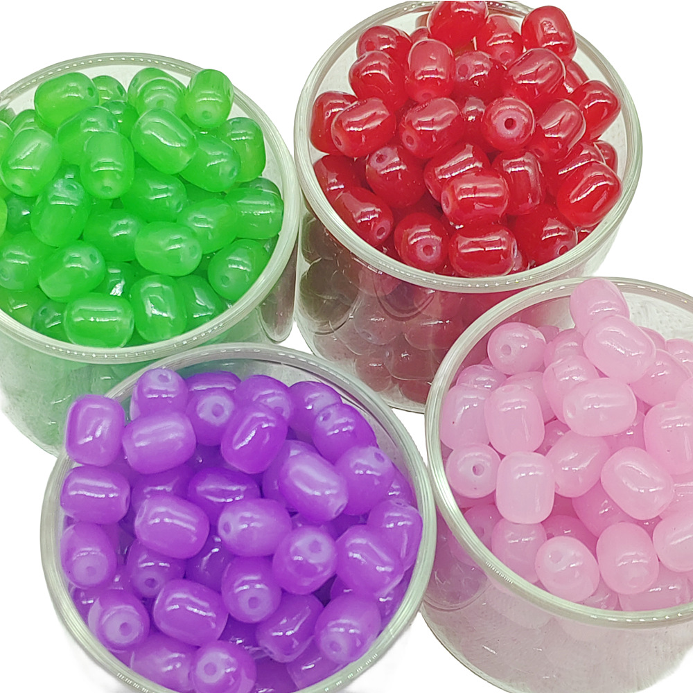 10mm jujube beads oval smooth imitation jade cylindrical beads loose beads handmade diy jewelry clothing accessories glazed beads