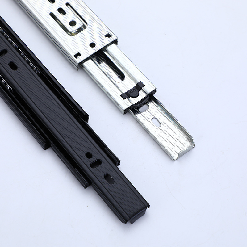 Factory direct 4510 cold rolled steel drawer slide home decoration drawer slide 45 wide three section slide steel ball rail