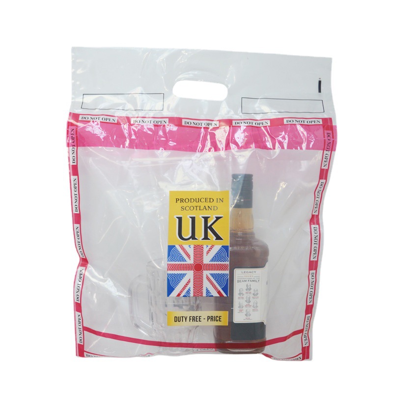 SOURCE Factory transparent PE airport duty-free shop anti-disassembly duty-free bag transparent handbag cross-border shopping bag printable