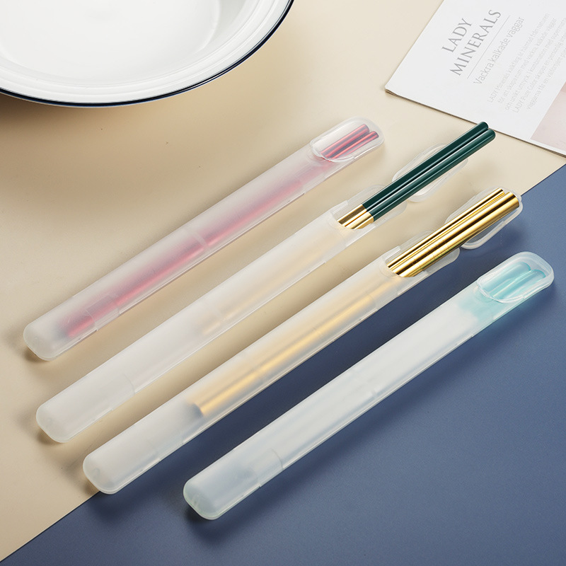 Chopstick Box 304 Stainless Steel Chopstick Straw Box Creative Outdoor Travel Portable Wooden Chopsticks for One Person and One Chopstick