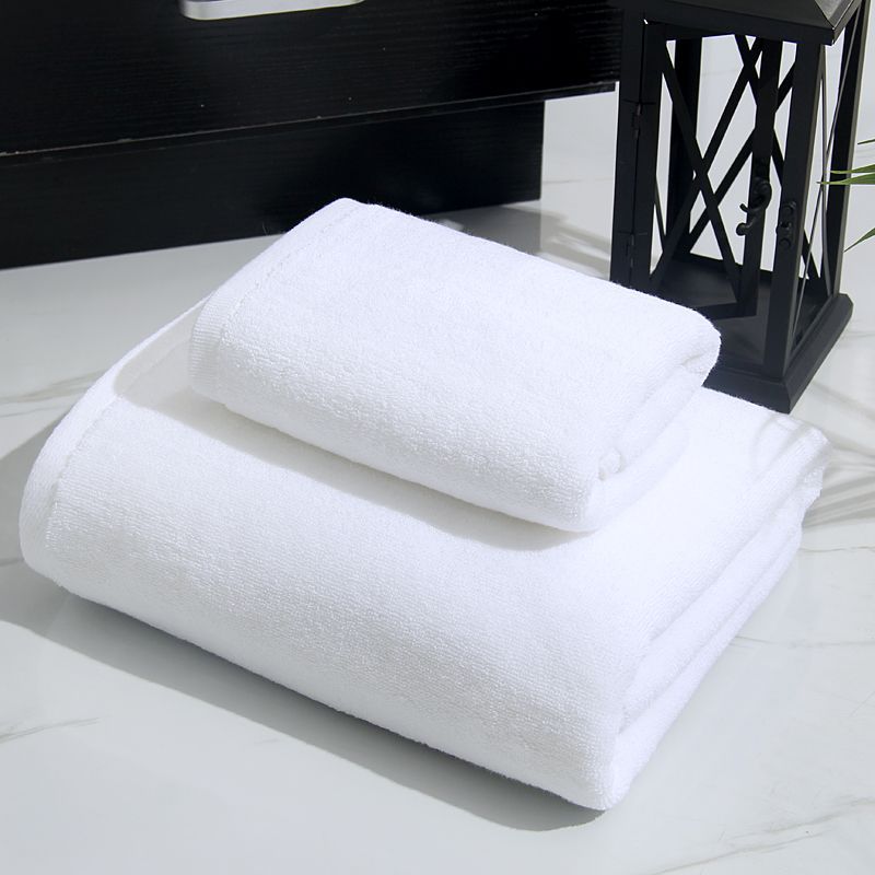 Hotel Bath Towel Pure Cotton Bath Towel Adult Thickeneded Water-Absorbent Soft Female and Male White Towel Beauty Salon Plus Household Use