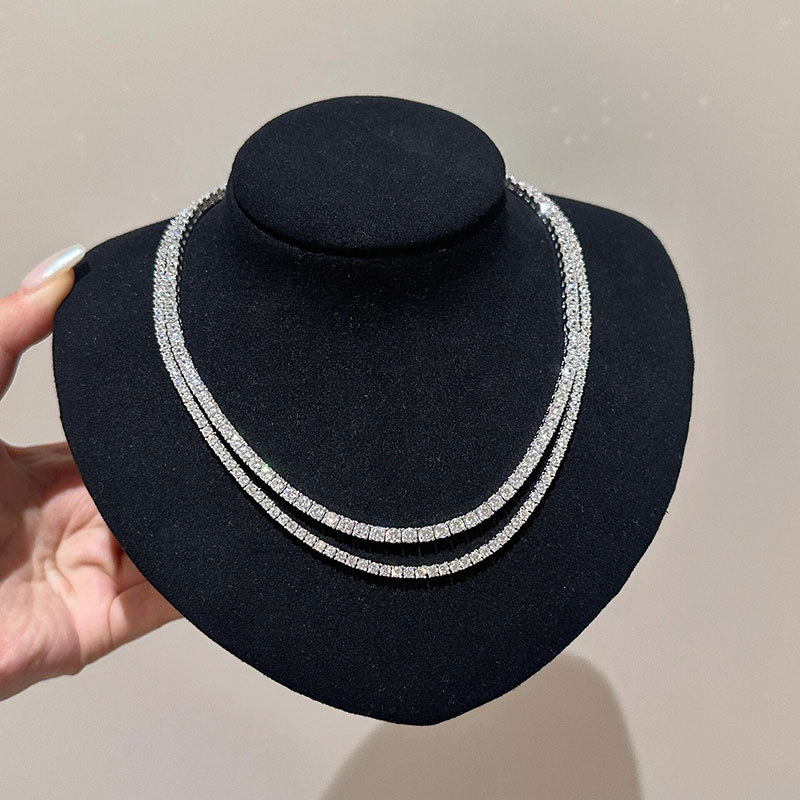 Ожерелье из платины Pt950, теннисное ожерелье 3 мм 4 мм 5 мм, ожерелье с лабораторно вырощенным бриллиантом, кросс-бордерное, модель Amazon