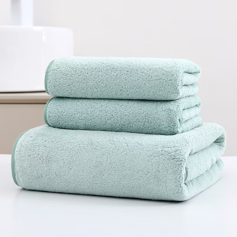 Thickened coral fleece towel bath towel suit soft absorbent beach towel household face towel bath towel wholesale
