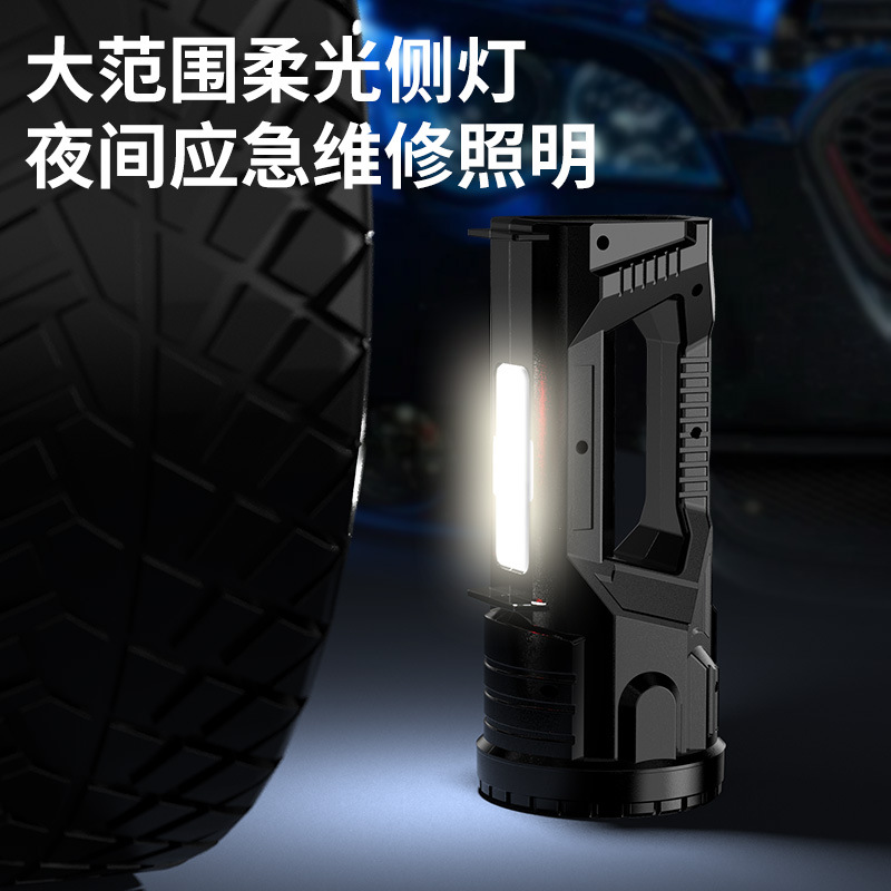 Cross-border USB explosion-proof searchlight with COB side light outdoor waterproof emergency strong light portable lamp high-power flashlight