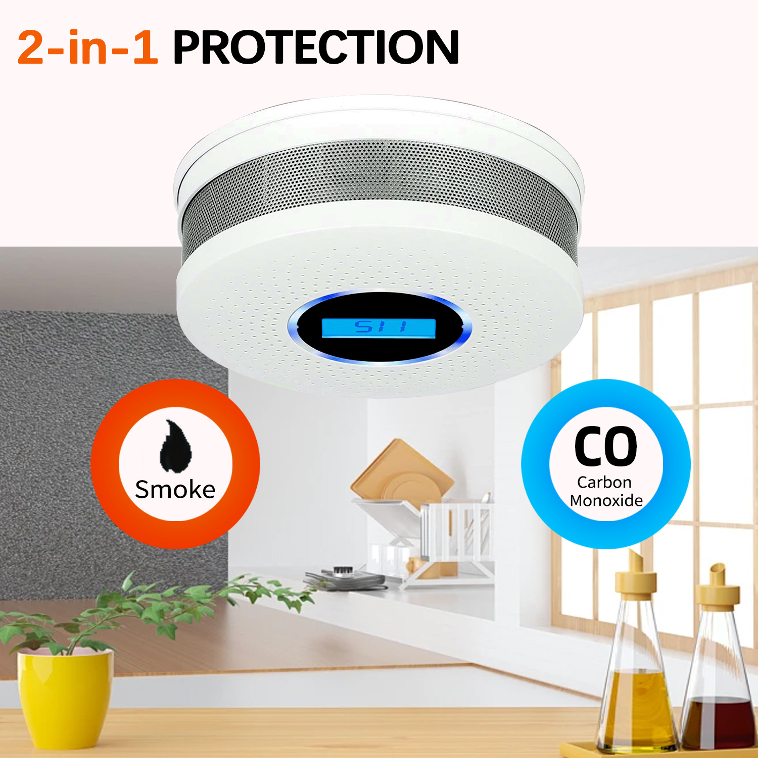 Cross-border carbon monoxide smoke two-in-one composite alarm CO sensor detector smoke alarm