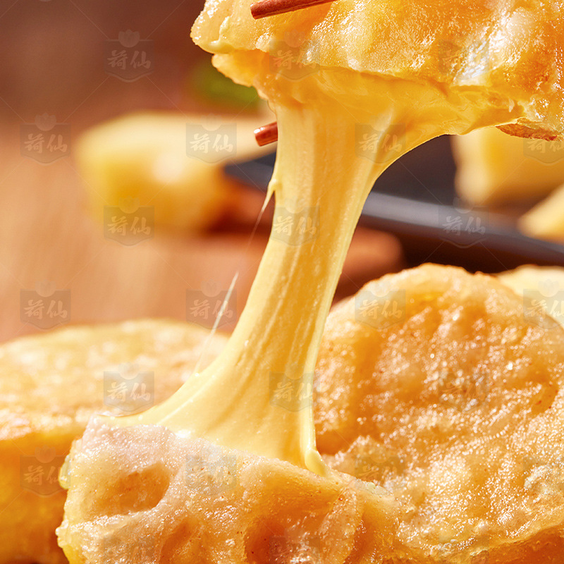 Lotus Root Pastry with Salted Egg Yolk and Cheese 240g, Fried Snack with Crispy Lotus Root, Frozen Semi-Finished Product