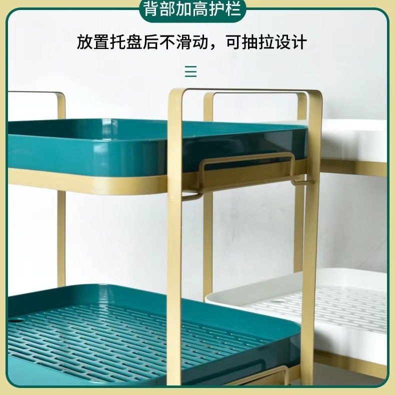 Double-layer Tea Cup Storage Rack for Tea Cup and Kettle Storage Rack Double-layer Draining with Tray Household Storage Rack