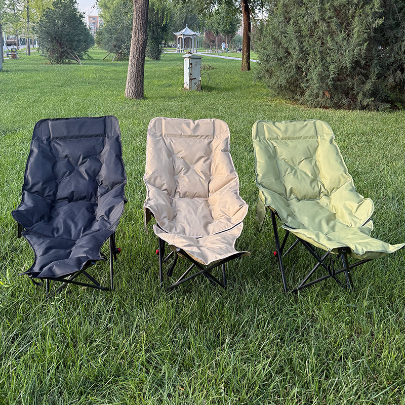 Кресло-луна с подушками и утолщением, портативное кемпинговое кресло с четырьмя уровнями регулировки, с подставкой для ног, складной стул
