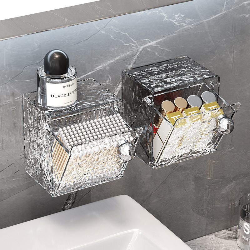 Wall Hanging Storage Box Washstand Discarded Face Towel Storage Rack Cosmetic Cotton Makeup Remover Cotton Lipstick Box Mirror Cabinet Fit Box