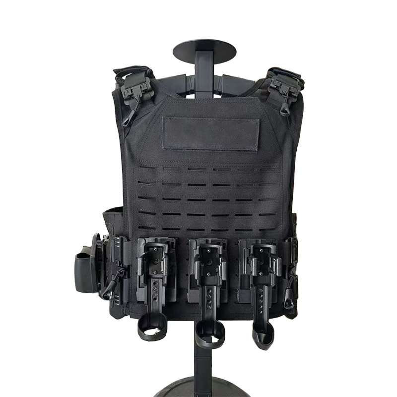 Black Tactical Stab-Proof Suit with Quick-Release Plastic Parts, Tactical Bullet-Proof Suit Can Be Printed with Logo