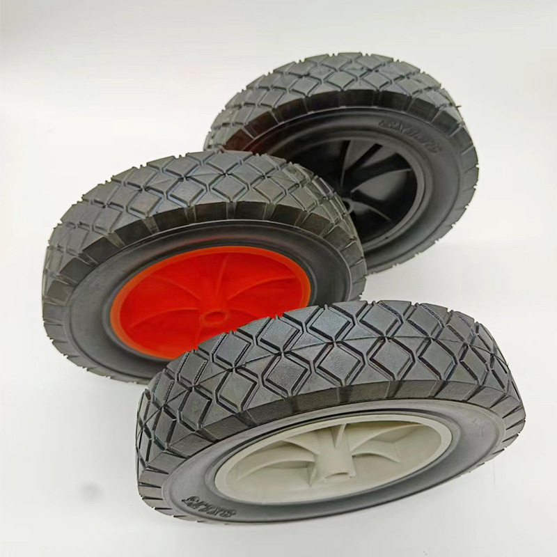 Factory in stock wholesale 8x 1.75 rubber wheels semi-hollow wheels snack cart plastic wheels tool cart wheels