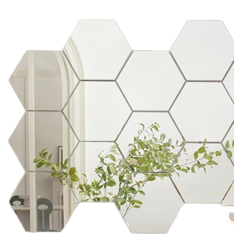 Cross-Border Hexagonal Acrylic Three-Dimensional Mirror Wall Sticker Self-Adhesive Living Room Bedroom Background Wall Home Decoration Soft Mirror
