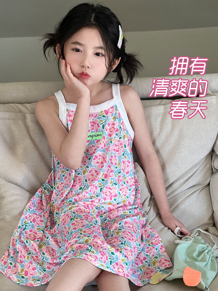 Girls' dress Summer New Arrival Stylish Baby Girls' Summer Dress with Strings Internet Popular Little Girls' Beach Skirt