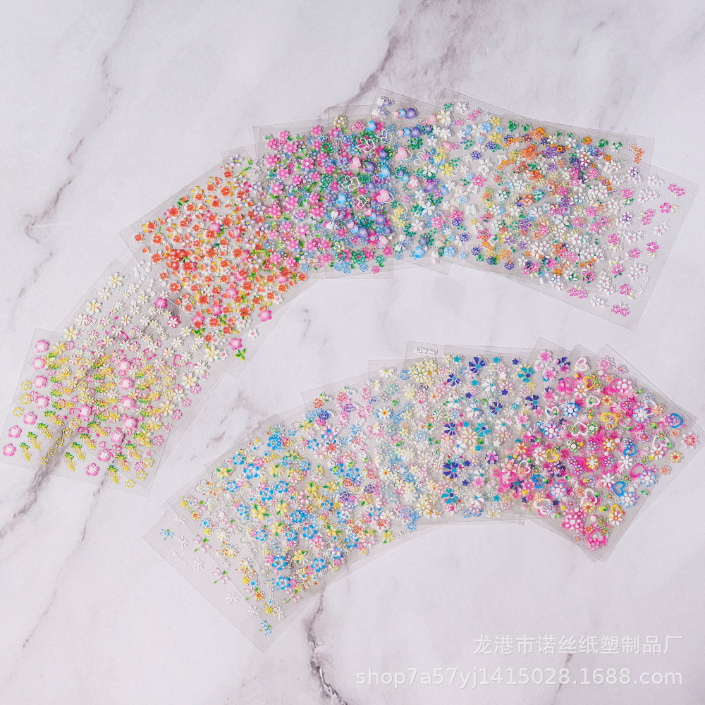 Cross-border black and white color nail stickers three-dimensional waterproof small decal nail stickers 3d nail stickers can be customized