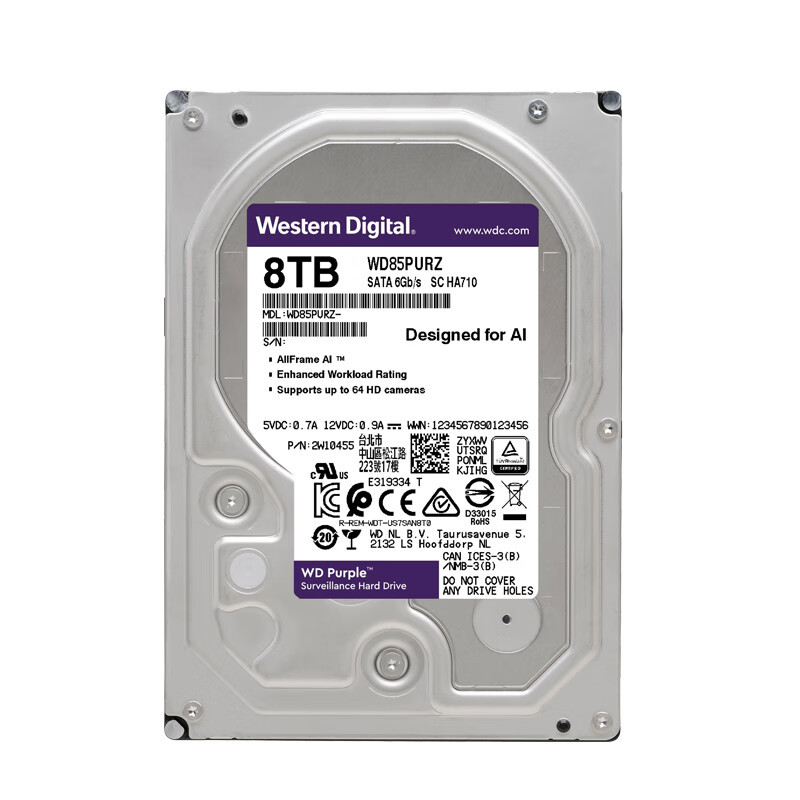 Wd/Western Digital Purple Purple Disk 1t 2t 4t 6t 8t 3.5inch Monitoring Level Hard Drive Sata