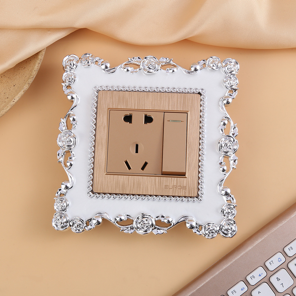 Наклейка на выключатель с розовым узором 2043 защитный чехол для розетки из смолы европейского стиля