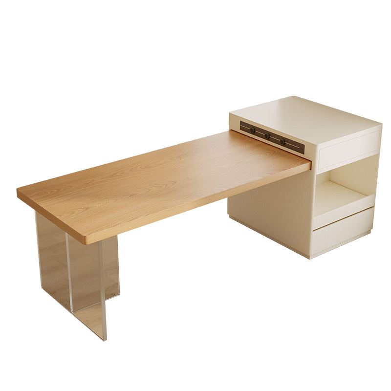 桐语特亚克力餐桌一体家用奶油风多功能悬浮可伸缩长方形岛台餐桌