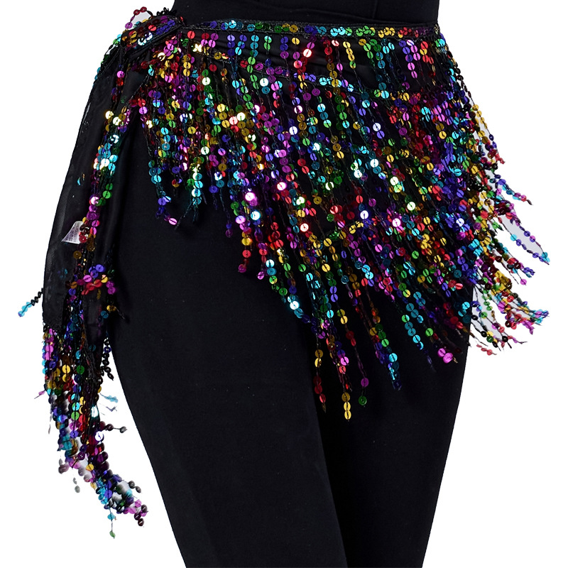 Танец живота новый пояс с пайетками бахромой бохо юбка хип-хоп джаз танец