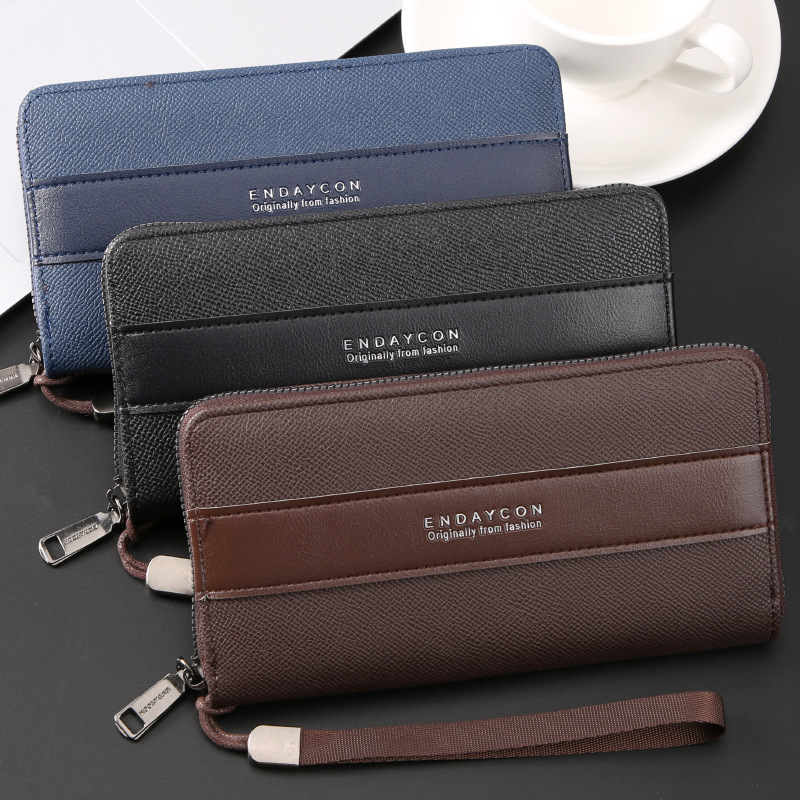 Cross-Border Wallet New Men's High-End Mobile Phone Bag Zipper Palm Print Multi-Card Slot Coin Purse Men's Card Holder Business