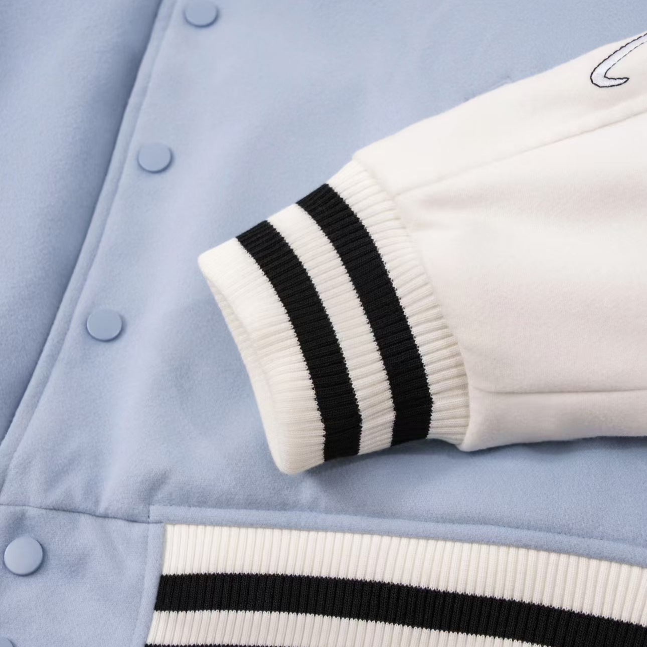 Customized European and American Trendy Brand Loose Embroidered Baseball Uniform, Autumn and Winter Fresh Splicing Long-Sleeved Jacket, Handsome Hooded