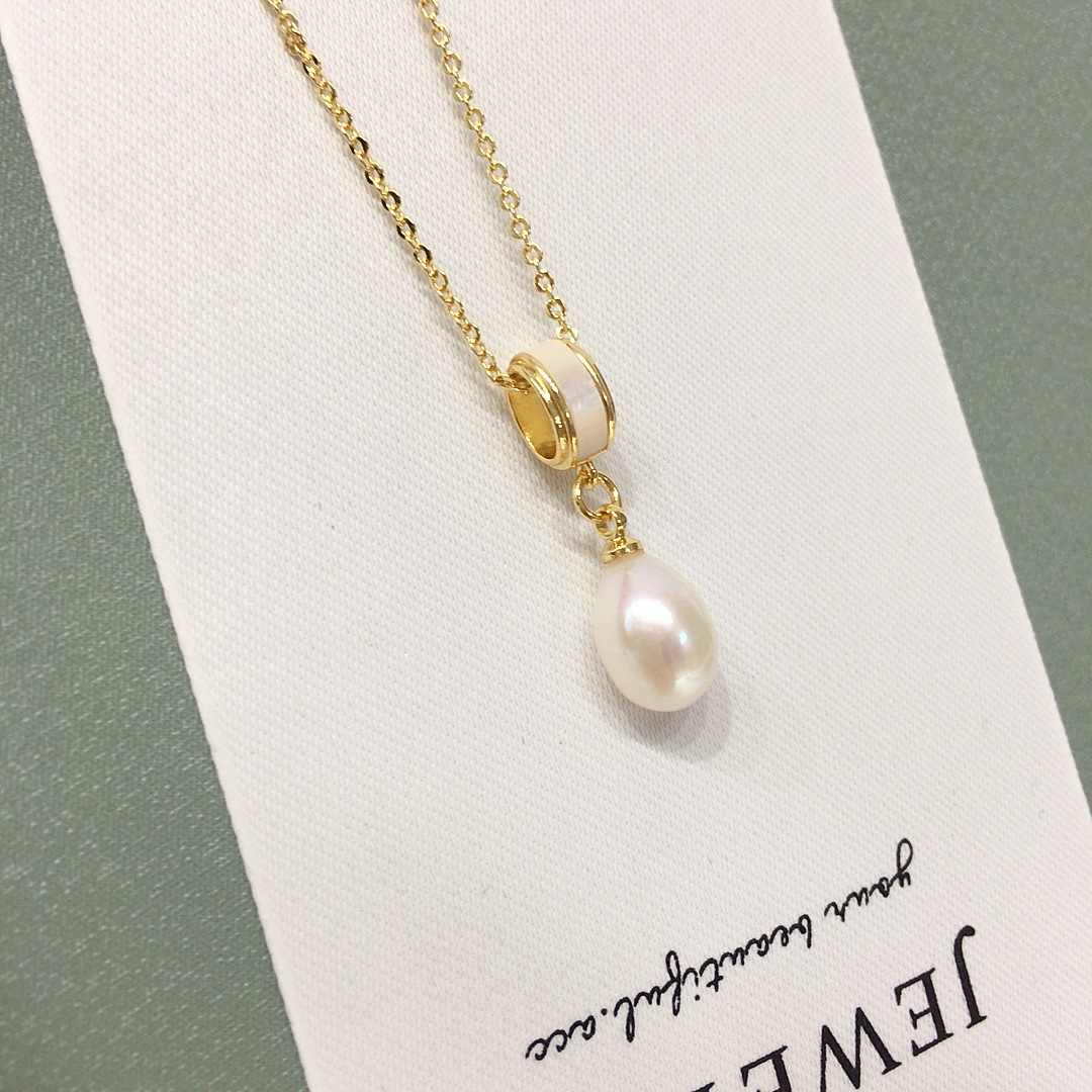 Highlight 5A grade drop-shaped natural freshwater pearl pendant earrings suit sea shell pearl jewelry wholesale