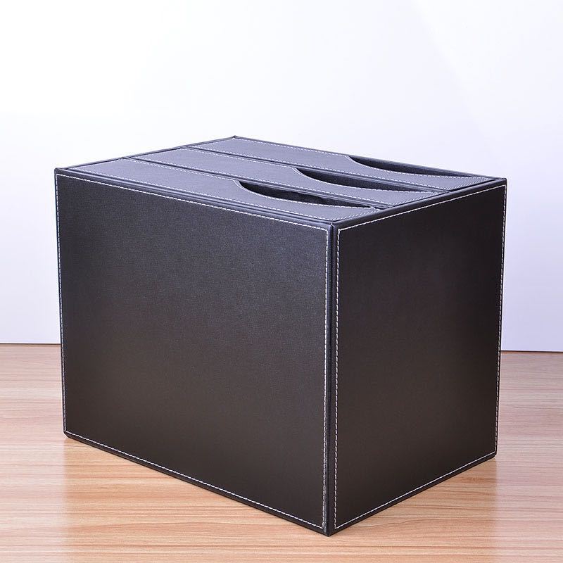Creative leather office storage desktop file cabinet drawer type folder data box A4 multi-layer finishing box