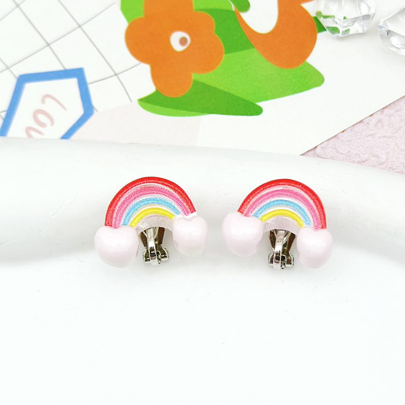 [Can] Cross-Border New Kidsren's Pierced Ear Clips Valentine's Day Heart Earrings Cute Unicorn Ear Clips