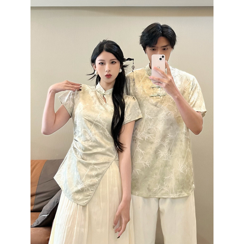 Летнее платье для влюбленных 2025 года, короткий рукав, антикварная мужская футболка