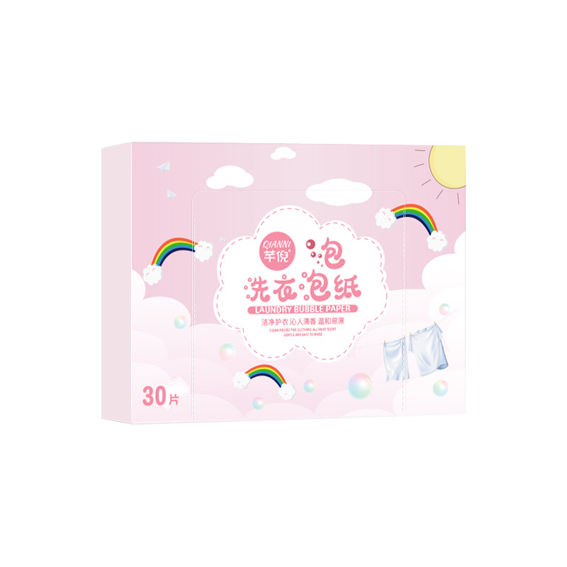 Factory explosions clear water formula laundry bubble paper high activity strong decontamination anti-staining laundry tablets wholesale