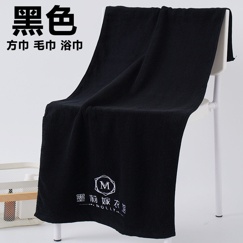 Спортивное полотенце черное, комплект черных полотенец, черное экспортное фитнес полотенце, логотип печатаемый, чистое хлопковое полотенце, полотенце для ванной